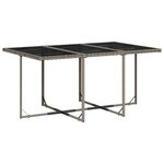 vidaXL Ensemble à manger de jardin et coussins 7 Pièces gris rotin