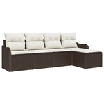 vidaXL Ensemble de Canapé de Jardin 5 Pièces avec Coussins en Poly Rattan Marron