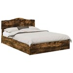 vidaXL Lit de Rangement Chêne fumé 140 x 190 cm Bois d'ingénierie