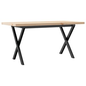 vidaXL Table basse cadre en X 90x40x45 5cm bois de pin massif et acier