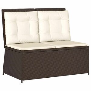 vidaXL Banc de jardin avec coussin Marron Poly rotin