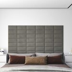 vidaXL Tête de lit murale 12 Pièces Gris clair Velours
