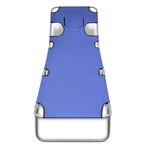 vidaXL Chaise longue avec coussin de tête Acier enduit de poudre Bleu