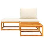 vidaXL Salon de jardin avec coussins 3 Pièces bois massif d'acacia