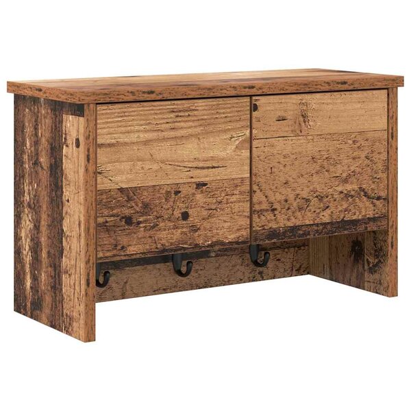 vidaXL Porte-manteau mural avec étagère Bois ancien 50 x 20 x 30 cm