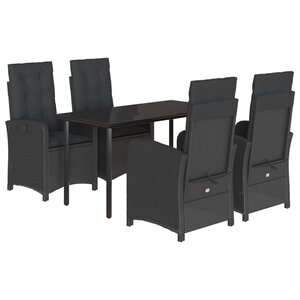 vidaXL Ensemble à manger de jardin coussins 5Pièces Noir Résine tressée