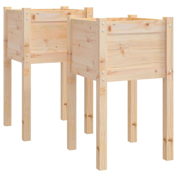 vidaXL Jardinières d'extérieur 2 Pièces 40x40x70 cm bois de pin massif
