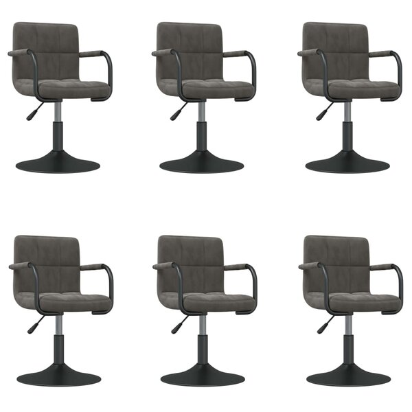 vidaXL Chaises pivotantes à manger lot de 6 gris foncé velours