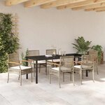 vidaXL Ensemble de salle à manger pour jardin 7 Pièces Beige et Noir