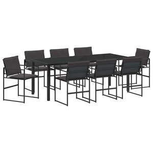 vidaXL Ensemble de salle à manger pour jardin 9 Pièces Noir