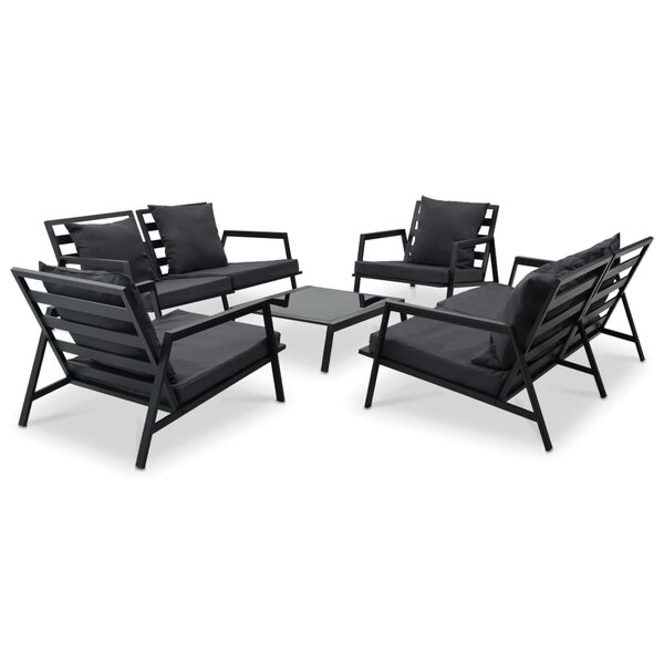 vidaXL Salon de jardin 5 Pièces avec coussins Aluminium Gris foncé