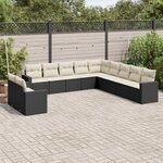 vidaXL Salon de jardin 11 Pièces avec coussins noir résine tressée