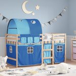 vidaXL Lit mezzanine enfants et tunnel bleu 90x200cm bois pin massif