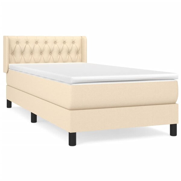 vidaXL Sommier à lattes de lit avec matelas Crème 100x200 cm Tissu