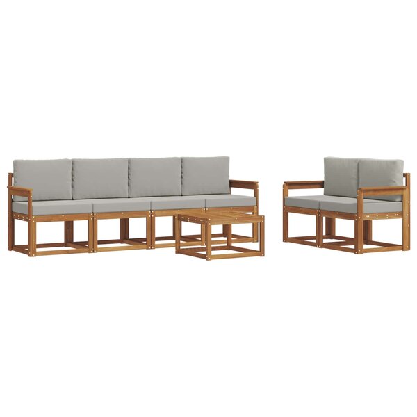 vidaXL Ensemble de canapés d'extérieur 7 pc Gris Naturel et Clair