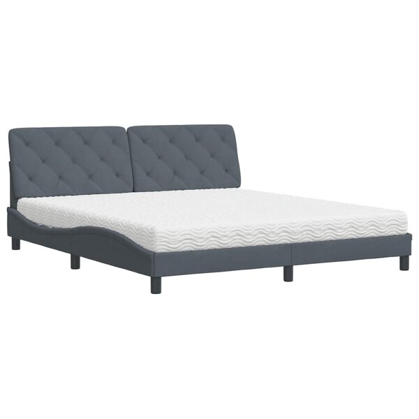 vidaXL Lit avec matelas gris foncé 180x200 cm velours