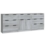 vidaXL Buffets 3 Pièces Sonoma gris Bois d'ingénierie