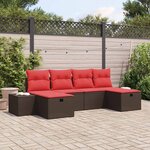 vidaXL Ensemble de canapé de jardin 6 Pièces Marron polyrotin