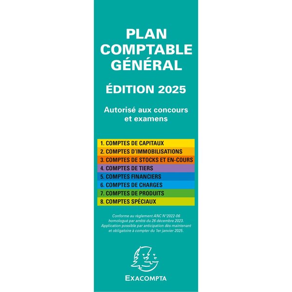 Plan Comptable Général Accordéon 19x7 5cm - Vert - X 5 - Exacompta