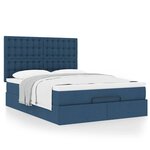 VidaXL Cadre de lit ottoman avec matelas bleu 140x190 cm tissu