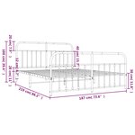 vidaXL Cadre de lit métal sans matelas et pied de lit blanc 183x213 cm