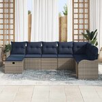 vidaXL Ensemble de Canapés avec coussin Gris et marine polyrotin