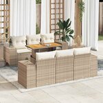 vidaXL Salon de jardin avec coussins 7 Pièces beige résine tressée