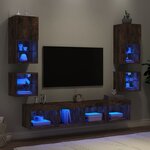 vidaXL Unités murales TV avec LED 8 Pièces chêne fumé bois d'ingénierie
