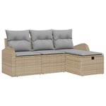 vidaXL Ensemble de canapé de jardin 4 Pièces Beige Poly rotin
