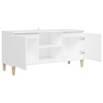 vidaXL Meuble TV avec pieds en bois massif Blanc 103 5x35x50 cm