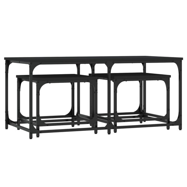 vidaXL Tables basses gigognes 3 Pièces noir bois d'ingénierie