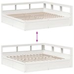 vidaXL Lit bibliothèque sans matelas blanc 200x200 cm bois pin massif