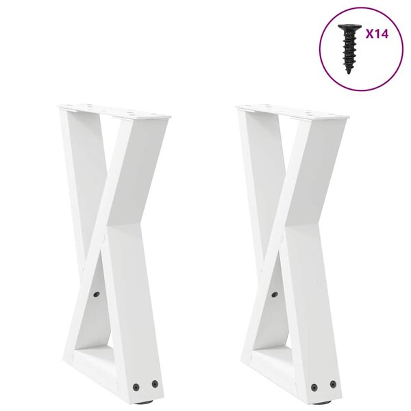 vidaXL Pieds de table basse 2 pièces Blanc 28 x (42-43 3) cm Acier