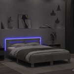 vidaXL Cadre de lit avec tête de lit et LED gris béton 140x200 cm
