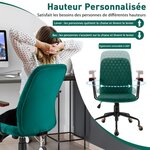 Fauteuil de bureau à roulette en velours style vintage elégant chaise pivotante réglable vert 20_0005814
