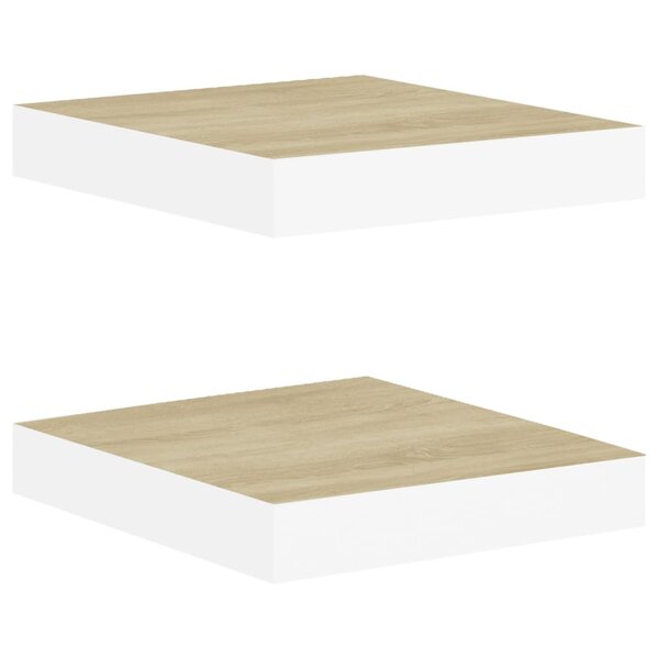 vidaXL Étagères murales 2 Pièces Chêne et blanc 23x23 5x3 8 cm MDF
