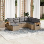 vidaXL Salon de jardin avec coussins 7 Pièces beige résine tressée
