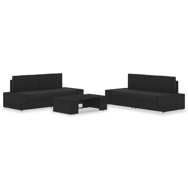 vidaXL Salon de jardin 5 Pièces Résine tressée Noir