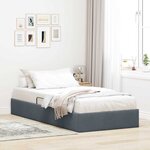 vidaXL Lit de Rangement avec matelas Gris foncé 100 x 203 cm Velours