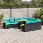 vidaXL Ensemble de canapés de jardin 11 Pièces et coussins rotin acacia