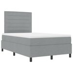 vidaXL Lit à ressorts avec matelas et lumière LED grise claire 120 x 190 cm  cadre en tissu.