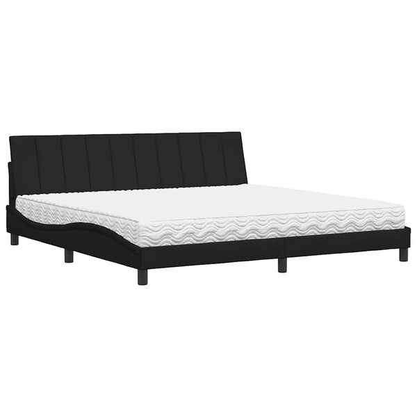 vidaXL Lit avec matelas noir 200x200 cm tissu