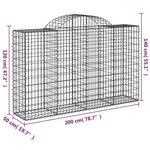 vidaXL Paniers à gabions arqués 12 Pièces 200x50x120/140 cm Fer galvanisé