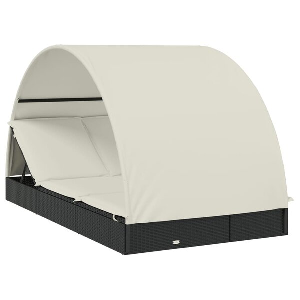 vidaXL Transat 2 places avec toit rond noir 211x112x140 cm