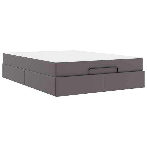 vidaXL Cadre de lit avec matelas Gris 160 x 200 cm Faux cuir