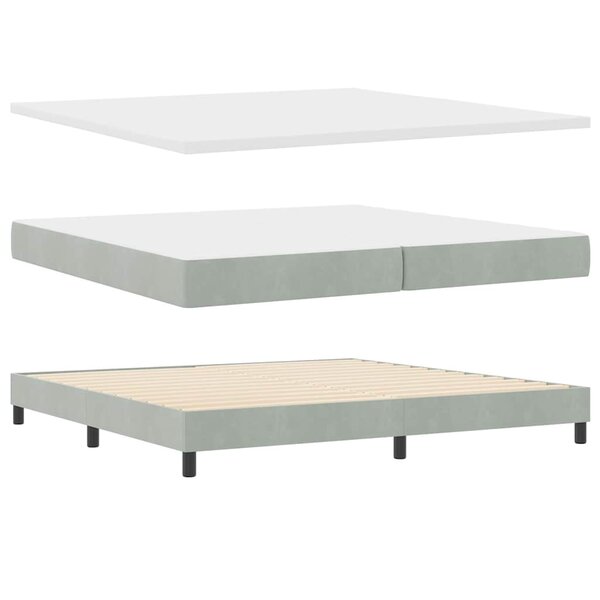 Lit coffre vidaXL avec matelas Gris clair 200x200 cm Velours