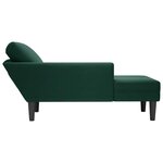 vidaXL Fauteuil long et coussin et accoudoir droit vert foncé velours