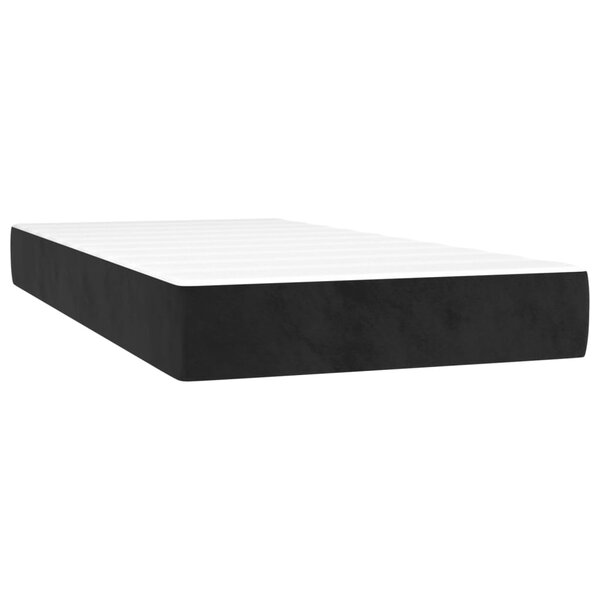 vidaXL Matelas de lit à ressorts ensachés fermeté moyenne Noir 90x200x20 cm Velours