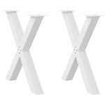 vidaXL Pieds de table à manger en forme de X  2 pièces  blanc  70 x (72-73) cm  acier