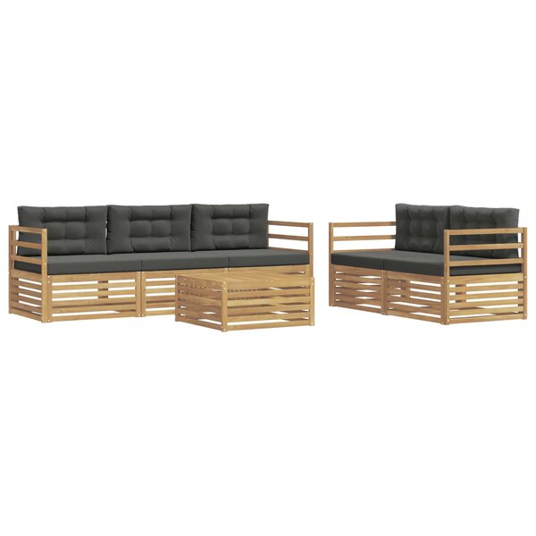 vidaXL Ensemble de canapés d'extérieur 6 pc Blanc et anthracite